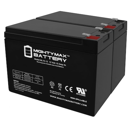 MIGHTY MAX BATTERY 12V 10AH Battery for eZIP400, eZIP500, eZIP- 400, eZIP-500 - 2 Pack ML10-12MP23119101